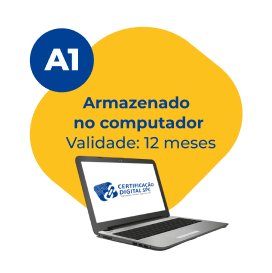 Ilustração de certificado digital A1 armazenado em notebook